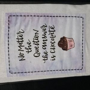 Brownlow Gifts "the answer is chocolate"  Pink Ruffled Trim 100% Cott…